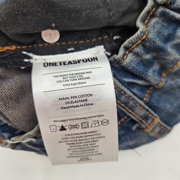 New One Teaspoon Mr Relaxed Denim Shorts Boys 8-9 Blk Indigo Blue Cut-Offs - Picture 4 of 5